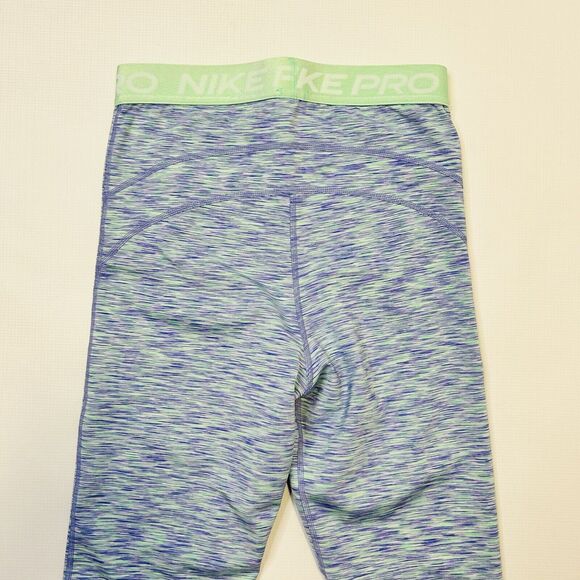 Nike Pro Space-Dyed Cropped Tights DA1012-500 Green Purple Glow Women Size Med - Picture 4 of 8